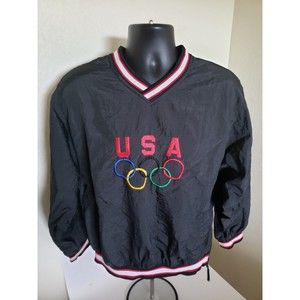 Vintage USA Olympics Embroidered Logo Windbreaker Jacket Size Large